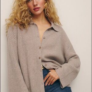 Fantino Cashmere Collared Cardigan, Oatmeal